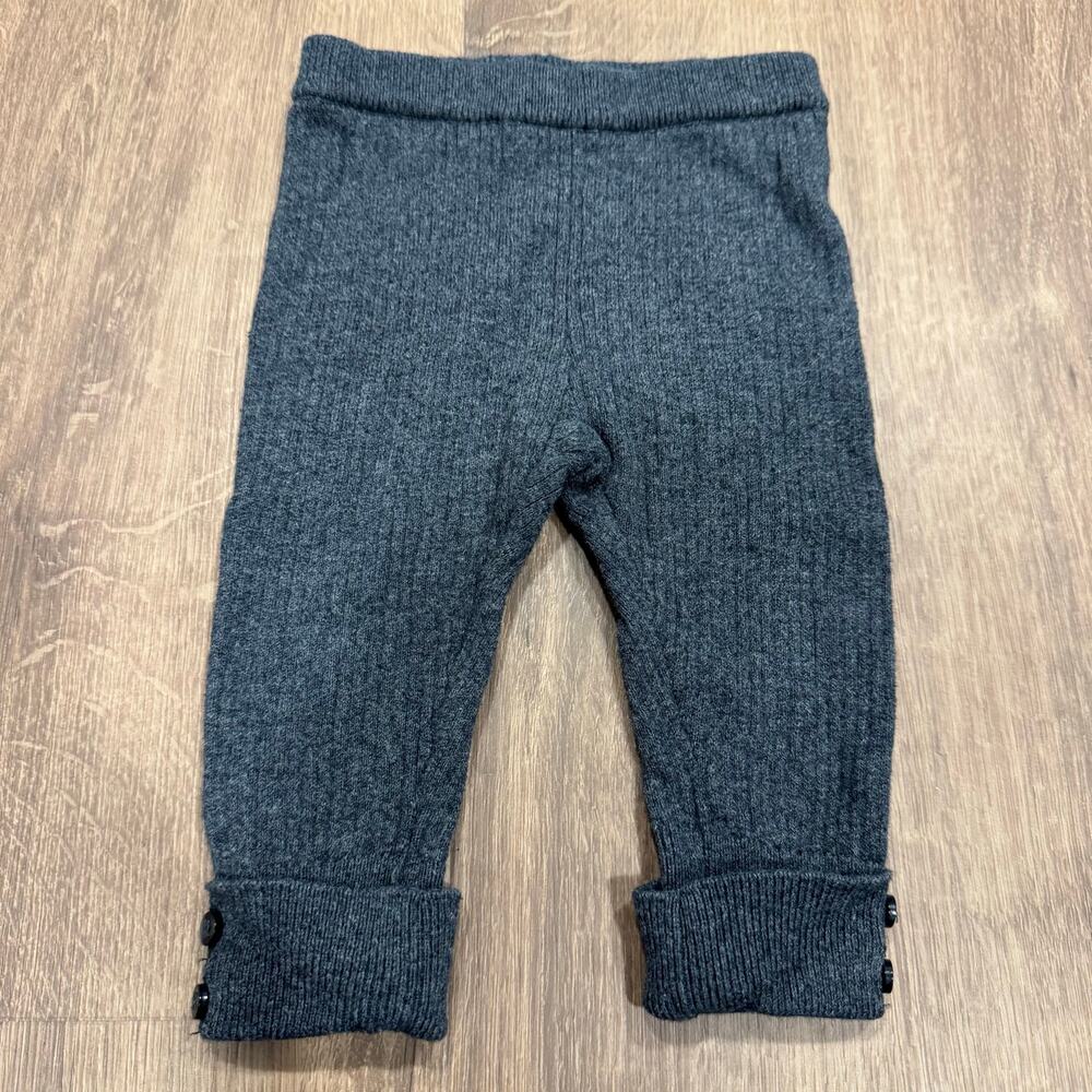 Zara Mini Collection Baby Girl Gray Knit Legging Tights Ribbed Sweater Size 3-6M